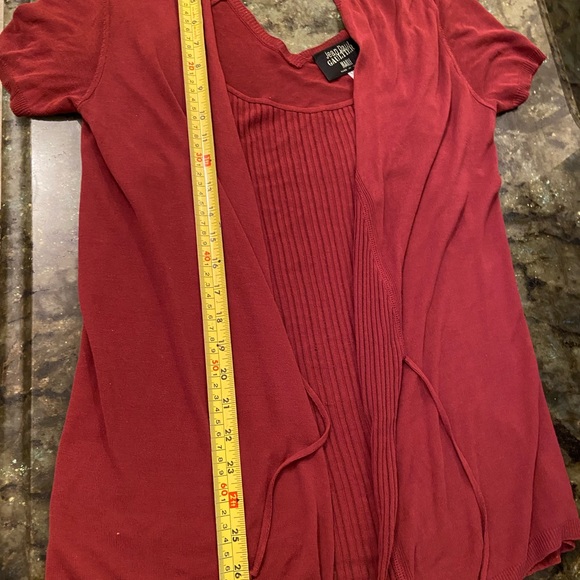 Jean Paul Gaultier Maille M-3XL burgundy 2 piece in 1 made Italy cardigan&trank - Picture 15 of 16